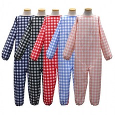 방수 유아동 국내제작 미술가운(체크) 미술 활동 전신 촉감놀이, 유아동 전신 미술가운_체크(블루) M