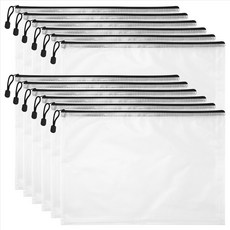 12pcs A3 폴더 정보 지퍼 백 플라스틱 지갑 메쉬 파일 가방 지퍼 가방 지퍼 지갑, 그림처럼