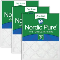 노르딕 퓨어 16x25x1 실제 크기: 15 12 x 24 34 트루 미니 플리트 MERV AC 퍼니스 에어 필터 - 더 오래 지속되고 고효율 여과를 위한 2.5배 많은 매체 2팩, MERV 6 Poly Green, 3 Pack
