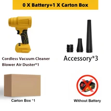 DeWALT 20V 배터리 용 고속 브러시리스 무선 먼지 송풍기 휴대용 전기 헤어 드라이어 전동 공구 (3 노즐 포, 01 No Battery