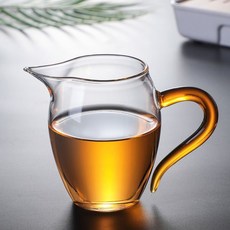 淺茗軒 加厚玻璃公道杯 彩把耐高溫茶海 茶道配件, 1個, 金钻玲珑公杯（300ml