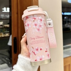 500ML 온도 카페 커피 머그잔 자동차 보온병 LeakProof 여행 컵 스테인레스 스틸 물병 소녀를위한, 01 500ML, 01 Pink