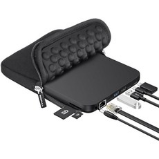 노트북용 ROOPUL 외장 CDDVD 드라이브 USB 3.0 및 USB-C 초슬림 0.5인치 고속 CD DVD 플레이어 버너 리더 라이터, 9 In 1 Drive with