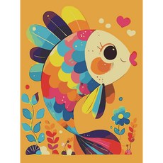코지하루 DIY 명화그리기 유화 그림 그리기 아크릴화 알록달록 애니멀즈, 금붕어 30x40 (T162), 1개