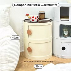 원형 수납장 사이드 선반 슬라이드 테이블 서랍 1층 모듈, 1개, B. 투 레이어 핑크 핸들