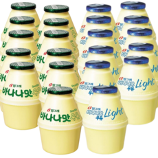 빙그레 단지우유 2종 혼합 (바나나맛우유 and 바나나맛우유 라이트), 240ml, 22개
