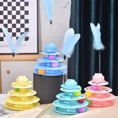 寵愛毛宅 貓咪玩具 旋轉四層軌道逗貓玩具，自嗨解悶益智玩具，多層軌道設計，安全無毒材質, 粉色, 1個