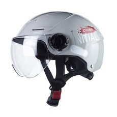 초대형 반모 헬멧 전동킥보드 안전모 빅사이즈 여름용 통풍 경량 헬멧, 1개, 업그레이드그레이-투명짧은안경80대두