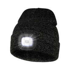 MELASA 유니 모자 USB 충전식 핸즈프리 헤드램프 LED 비니 남성 아빠 아버지 남편 겨울 선물 헤링본 238149, 블랙/골드 실