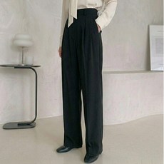 베이직바이블 여성 밴딩 하이웨스트 사방스판 쫀쫀 핀턱 와이드 슬랙스 여자 슬렉스 여성 바지 캐주얼 정장바지 베이지 팬츠