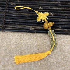 紫南宮過爐開光 純銅五帝錢銅葫蘆 門對門五帝錢掛件 紅黃繩壓門檻銅錢吊飾 客廳吊飾 六帝錢客廳小飾品人財兩旺吉祥結掛件, 富貴結（黃）桃木葫蘆五帝錢掛件（帶珠）, 1個
