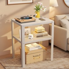 더 풀 침실 거실 튼튼한 철제 미니 협탁 선반 수납대, 화이트