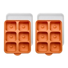 잼먹 실리콘 멀티큐브 이유식 보관용기, 360ml, 오렌지, 2개