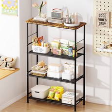 客廳綠植擺放架家居用品置物架洗護用品分層收納架廚房用品置物架居家生活用品廚房收納浴室收納居家收納置物架收納架儲物架, 黑色,四層木板層架置物架, 1個