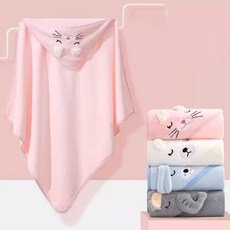 LAVIDA 連帽浴巾 柔軟親膚吸水, 灰色小象, 1個