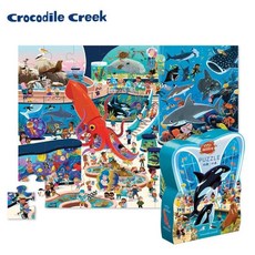 美國Crocodile Creek 博物館造型盒學習拼圖-多款任選，兒童地板拼圖，培養專注力與手眼協調, 1個, 水族館, 48片