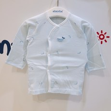 압소바 신생아 배내저고리 순면 신생아 내의 여름용 출산 선물 귀여운 돌고래 패치 포인트 아기저고리