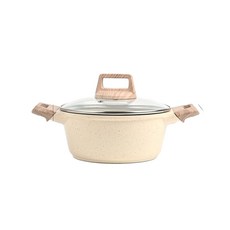 麥飯石不沾湯鍋 20cm, 白色20湯鍋帶蓋, 1個