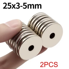 초강력 원형 구멍 있는 네오디뮴 NdfeB N35 강력 영구 냉장고, 2pcs, 25x3-5mm
