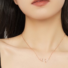 Titikong 여성 로즈 골드 목걸이 물결 무늬 목걸이 큐빅 모이사나이트 펜던트