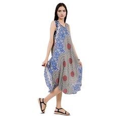 Your Cozy 여성용 여름 드레스 우아한 미디 민소매 탱크 비치 선 드레스 캐주얼 및 공식 행사 네이비 인디언 코끼리 S