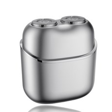 雙環刀網電動刮鬍刀，迷你便攜，全身水洗, 银色哑光,标配, 银色 哑光 標配, 浮動磁吸二刀頭電動剃鬚刀感應式便攜式迷你車載刮鬍須刀