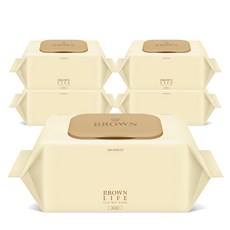 브라운 라이프 물티슈 100매 5팩 도톰한 아기 물티슈 두꺼운 엠보싱 유아 물티슈 대용량 캡형, 50g, 100개입, 5개
