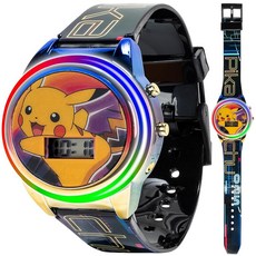 Accutime 아동용 포켓몬 피카츄 블랙 디지털 LCD 쿼츠 시계 POK4210AZ