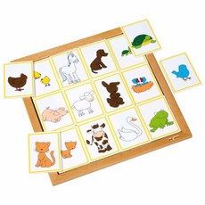 educo 雙層動物拼圖系列 動物與之寶寶 Set, 木製教學玩具，3歲以上適用, 24片, 1組