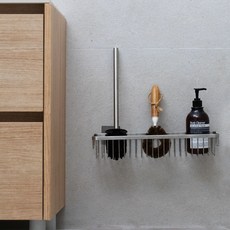 에브리윅 무타공 물빠짐 와이어 304 스텐 욕실 선반 정리대, 실버, 1개