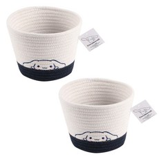 일본 산리오 시나모롤 원형 수납함 장난감정리함 세트, 2개, 화이트