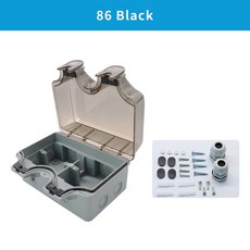 OMCH 실외 스위치 소켓 보호 박스 146 86형 방수 인클로저 오픈형 더블홀 플러시 마운트 방우형, 86-Black High