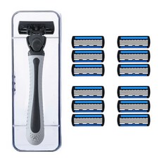 코코유 남성 6중날 스테인리스 교체식 수동 면도기 TLH-01, 12개, Gray, TXD-01