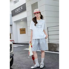 中大女童英字棉T 褲裙
