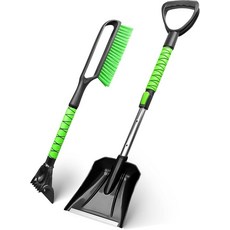 SEAAES 차량용 스노우 브러시 및 비상 눈 삽 폼 그립이 있는 확장 가능한 스노우 아이스 스크레이퍼 SUV 트럭 차량 앞유리 창용 소형 스노우 삽 - 그린, SEAAES 차량용 스노우 브러시 및 비상 눈 삽, 폼