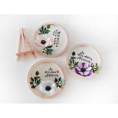 아네모네 우드링16cm 캘리그라피반제품DIY액자 플라워페이퍼 다이컷 캘리준비몰, 화이트