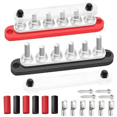 Maierke 250A 버스 바 12V 마린 6 x 0.8cm6 5/16인치 M8 터미널 스터드 12V-48V 전원 분배 블록 커버 포함 배터리 러그 6개 및 열 수축 튜브, 250A 6 x 5/16" (M8)