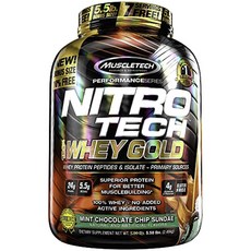 MUSCLETECH Nitro Tech分離乳清蛋白粉 薄荷巧克力口味, 1罐, 2.49kg