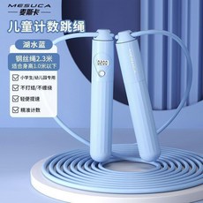 無品牌 跳繩 計數可調節鋼絲繩不打結, 1個, 天空藍 不打結極速5.0 +電子計數,繩長2.3米 適用身高1.0米以下