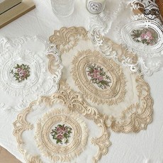 악세서리트레이 가정용 인테리어 소품 앤틱 레이스 테이블매트, 원형-화이트(28x28)