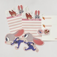 주토피아 주디 닉 편지지 세트, 1개, 핑크그레이
