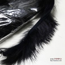 블랙 토끼털 트리밍 깃털레이스 DIY악세사리 옷리폼 의류부자재, 1개, 검정