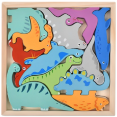 오즈토이 목재 발란스 그림맞추기 퍼즐 공룡 원목퍼즐세트, 2개, 12피스
