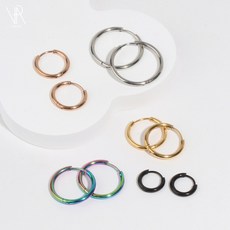 VARAM [한쌍] 써지컬316L스틸 원터치 후프 링귀걸이