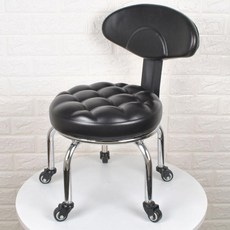 등받이 원형스톨 바퀴달린 청소 소형이동식 등받이이동의자, 7. 흰색 체크 31cm