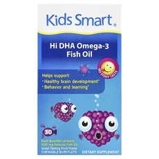 행복하고 건강하게 Kids Smart Kids Smart® 하이 DHA-오메가 3 피쉬 오일 과일 맛 츄어블 버스트릿 30개 백년회로하세요, KidsSmartKidsSmart하이DHA오메가3피쉬오