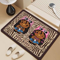 욕실 레트로 실리카 흡수 미끄럼방지 발매트, 1개, 블랙 스킨 캣 14