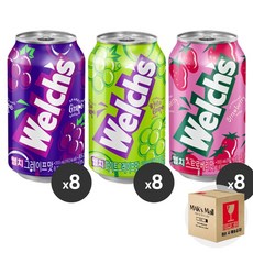 [막스] 혼합세트 355ml 24입(각8개씩) 뚱캔 제로 캔음료 음료수 탄산 스포츠 과즙, 21)웰치포도8 웰치청포도8 웰치딸기8, 24개
