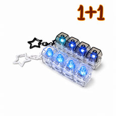 쥬마켓 LED 청축 키캡 키링 클릭커 키보드 4구, 블랙+화이트, 1개