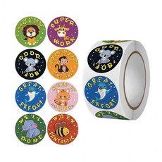 사자 기린 코끼리 동물 칭찬 스티커, 1세트, 혼합(S1505) 500매입